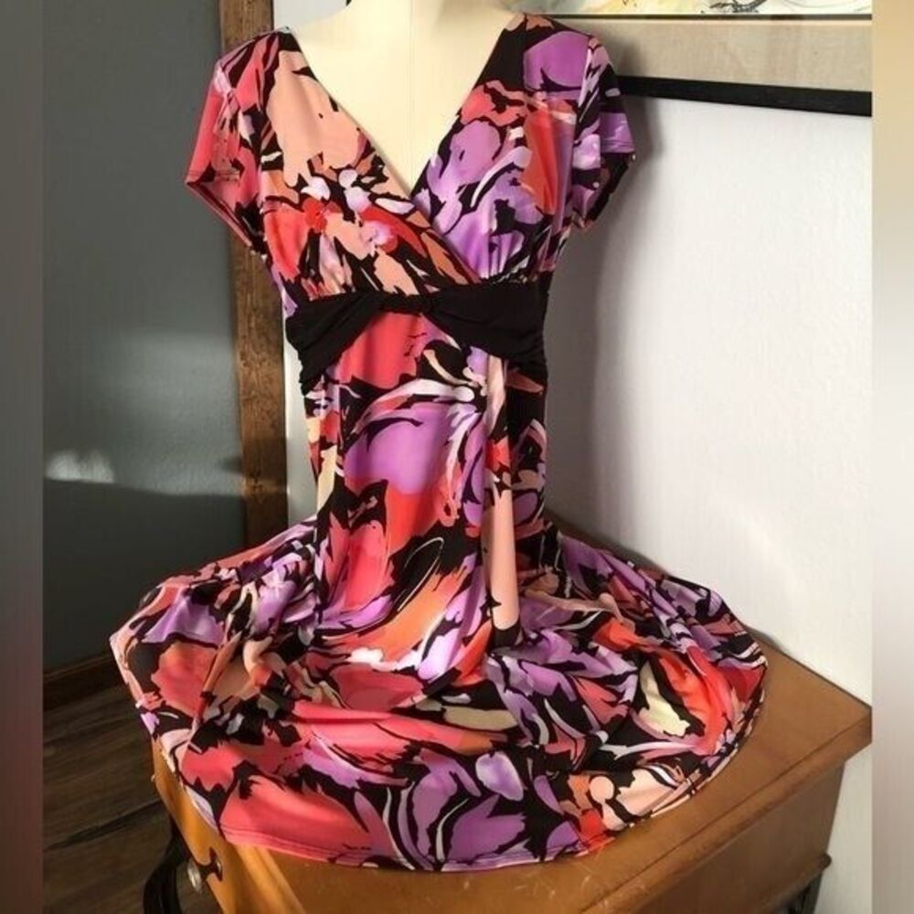 Scarlett Women's Size 10 Multicolor Floral‎ Mid Length Midi Easter Spring Dress